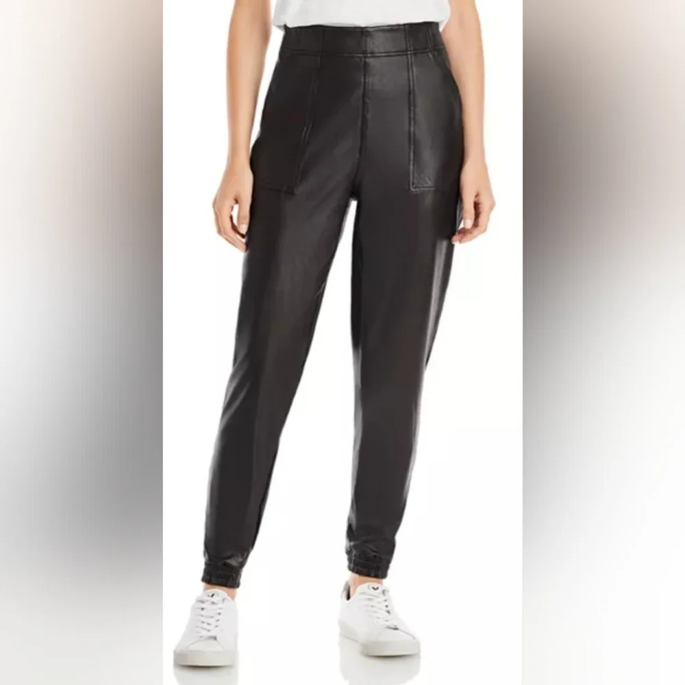 Spanx Faux Leather Brown Jogger Size M - Picture 2 of 11